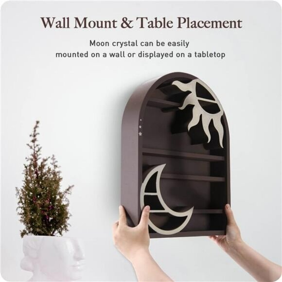 Wooden Moon Shelf Wall Decor Crystal Holder Spiritual Witchy Room Display - Picture 5 of 8